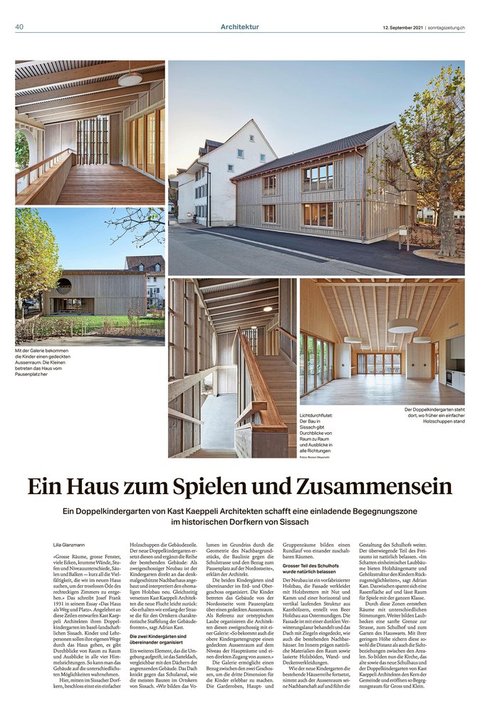 12.09.21 Publikation Kindergarten Sissach in der Sonntagszeitung (Sissach Zeitungsartikel_klein.jpg)
